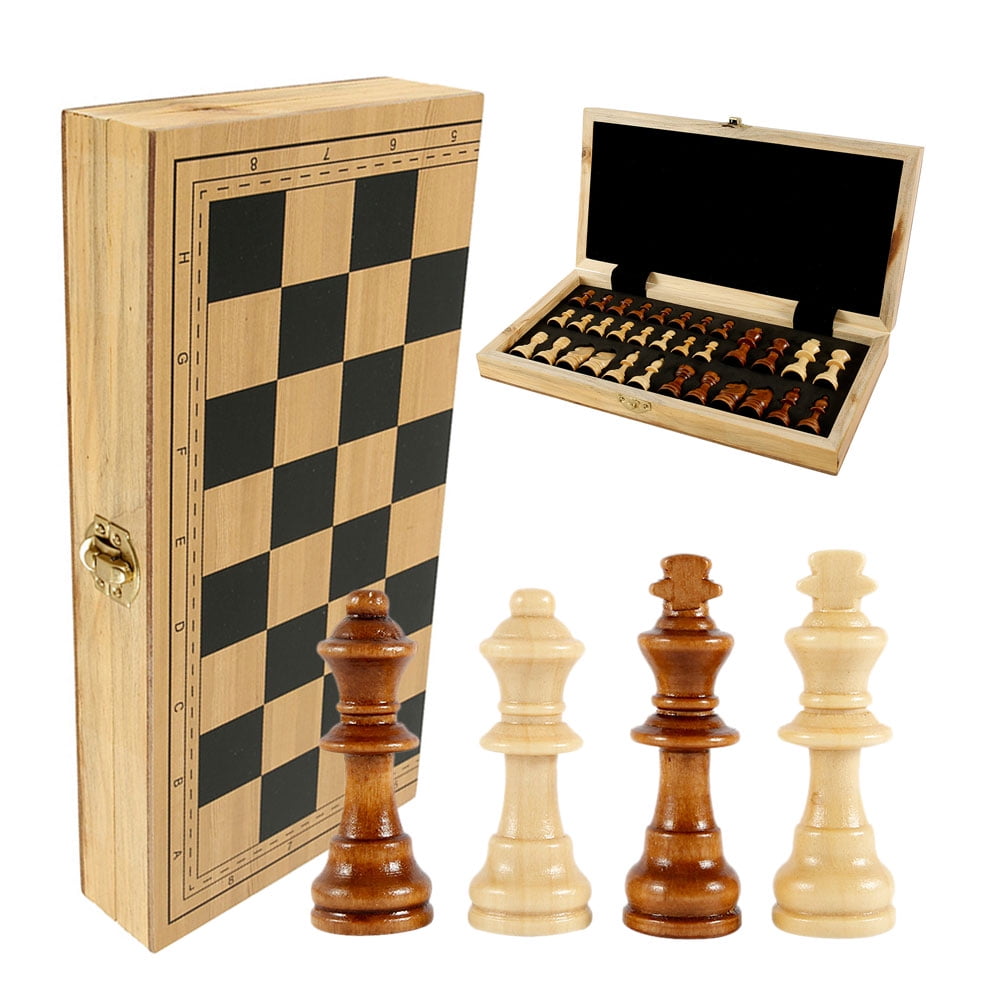 Larger 15’’×15’’Foldable Wooden Chess Set for Kids and Adults Prefect Choice for Birthday Handcraft Travel Chess Set Rewards for Beginner Scientoy Chess Set Storage for Piece 