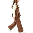 thumbnail image 2 of ITSAME Girls 2-Piece Long Sleeve Peplum Top and Pants Set Fall Winter Casual Knit Clothing Outfit Khaki Size 1T, 2 of 7