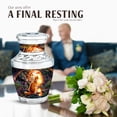 thumbnail image 4 of JAGASY Cat Urn for Ashes for Sister, Teal Blue Small Urns for Human Ashes Keepsake, Sunset Rocky Landscape & Tree Decorative Mini Urns for Siblings, Purple Flowers Urn for Brother, (3 Inch), 4 of 7