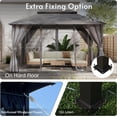 thumbnail image 2 of LAZZO 10'x13' Outdoor Gazebo, Double Roof Metal Frame Patio Canopy with Mosquito Netting & Privacy Screens, Gray, 2 of 8