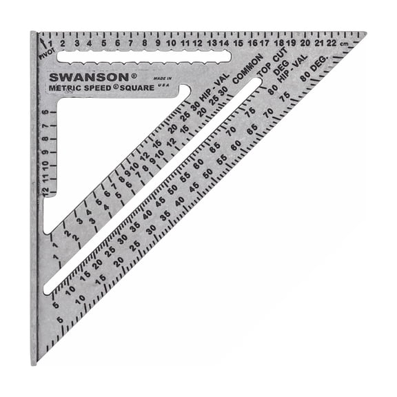 Swanson Tool Co 25cm Aluminum Metric Speed Square with Blue Book and English/Spanish/French Card, Model NA202