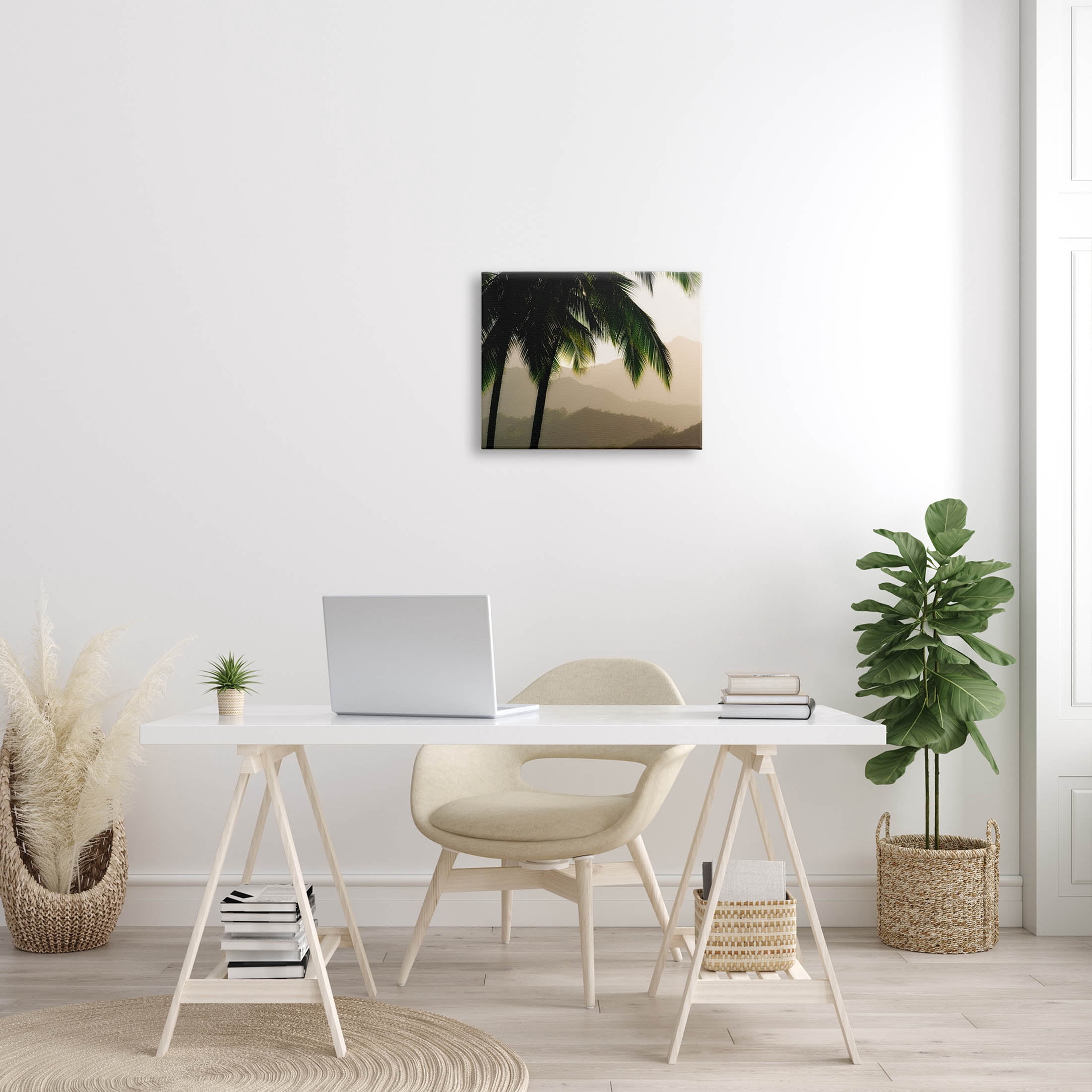 Stupell Industries Palm Trees At Sunrise Mountain Range Photograph Gallery Wrapped Canvas Print Wall Art, Design by Dennis Frates