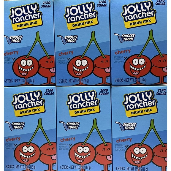 Jolly Rancher Cherry Singles To Go Drink Mix, 0.57 oz, 6 CT (Pack-6)
