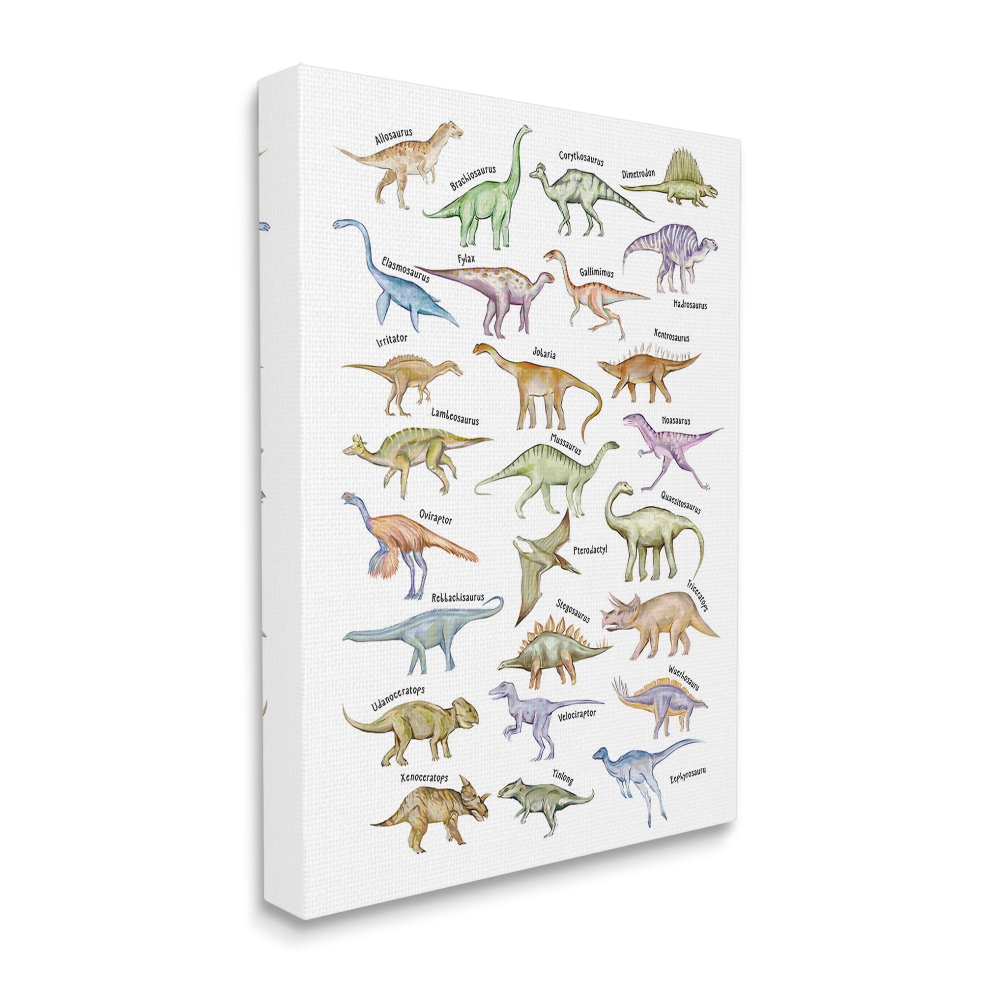 Stupell Industries Educational Ancient Dinosaurs Animals & Insects Painting Gallery Wrapped Canvas Art Print Wall Art, 30 x 40