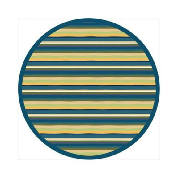 Yipes Stripes Bold 7 ft.7 in. Round  WearOn Nylon Machine Tufted- Cut Pile Just for Kids Rug