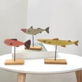 thumbnail image 3 of Wooden Fish Ornament With Stand Stylish For Tabletop Decoration In Office Or Living Room, 3 of 5