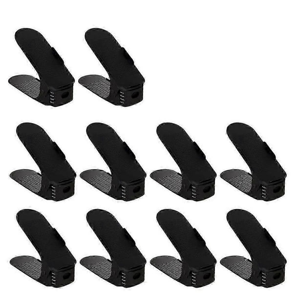 10pcs Double Layer Space Saving Shoe Rack Storage Holder, Non- Shoes Organiser Storage Idea,black