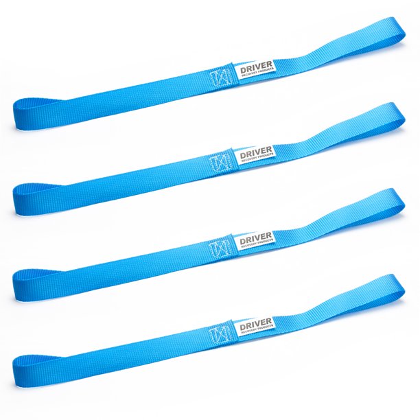 Driver Recovery 4 Soft Loop TieDown Straps 18" Ratchet Hook