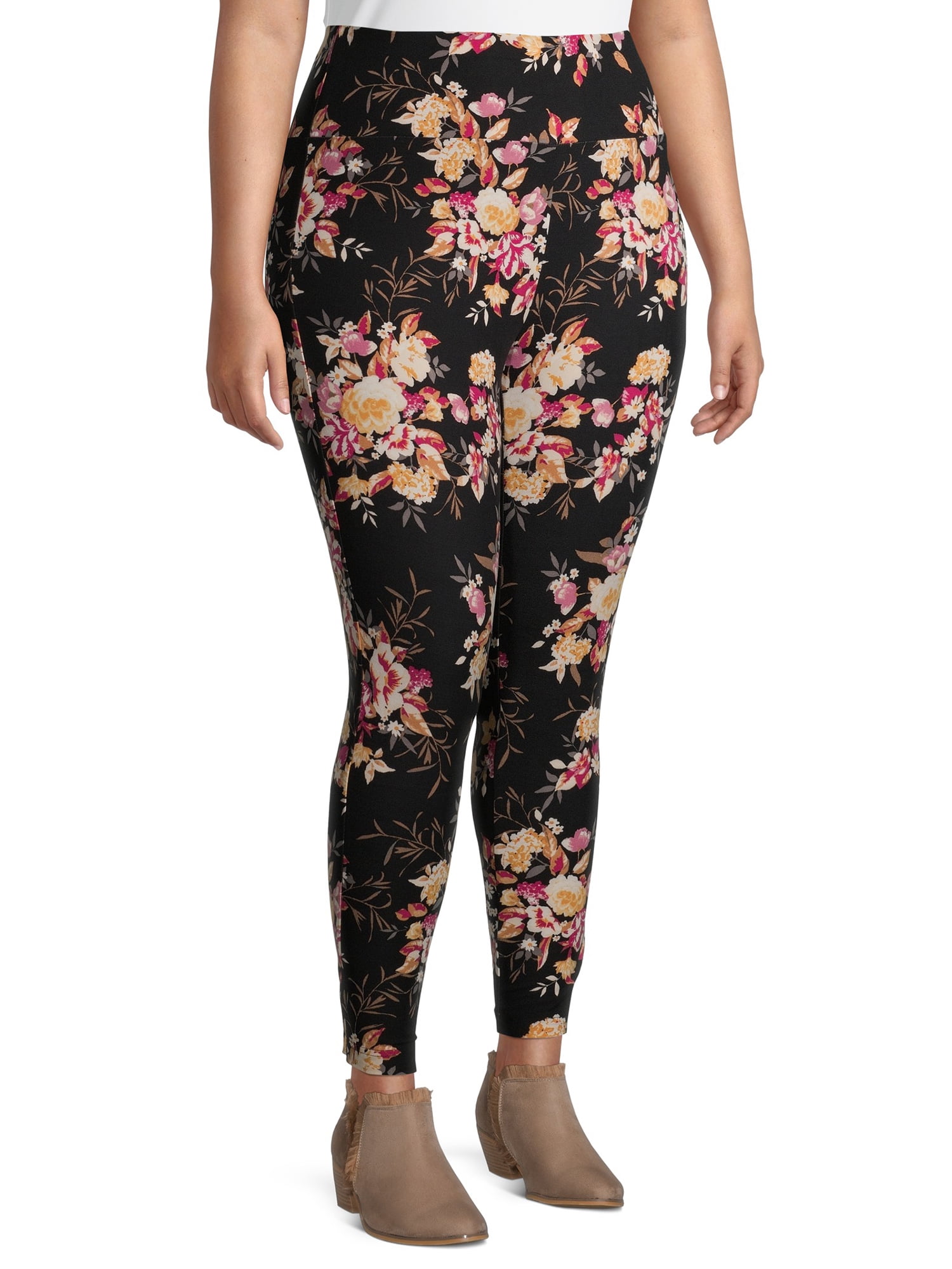 skovl millimeter sejle Terra & Sky Women's Plus Size Floral Printed Leggings - Walmart.com