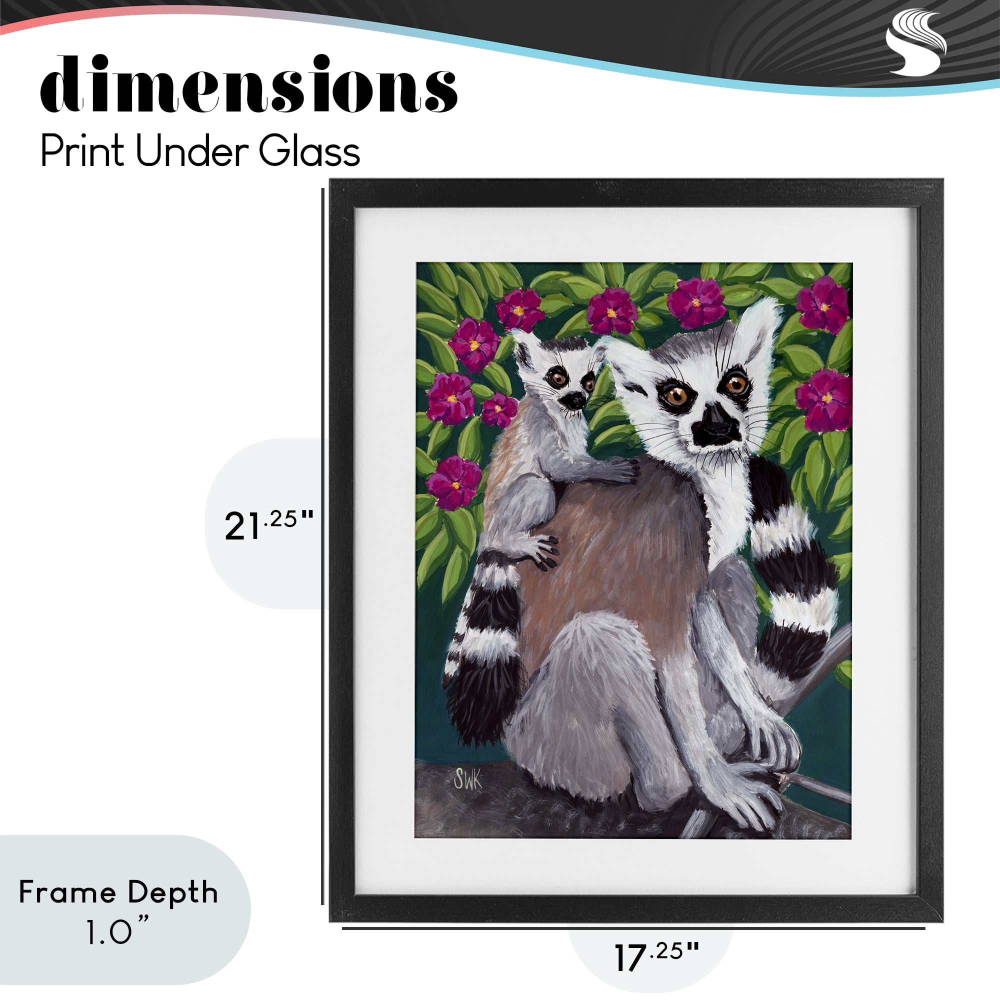 Stupell Industries Ring Tailed Lemur Mama & Baby Black Framed Print Under Glass, design by Sarah Waldron Kimball