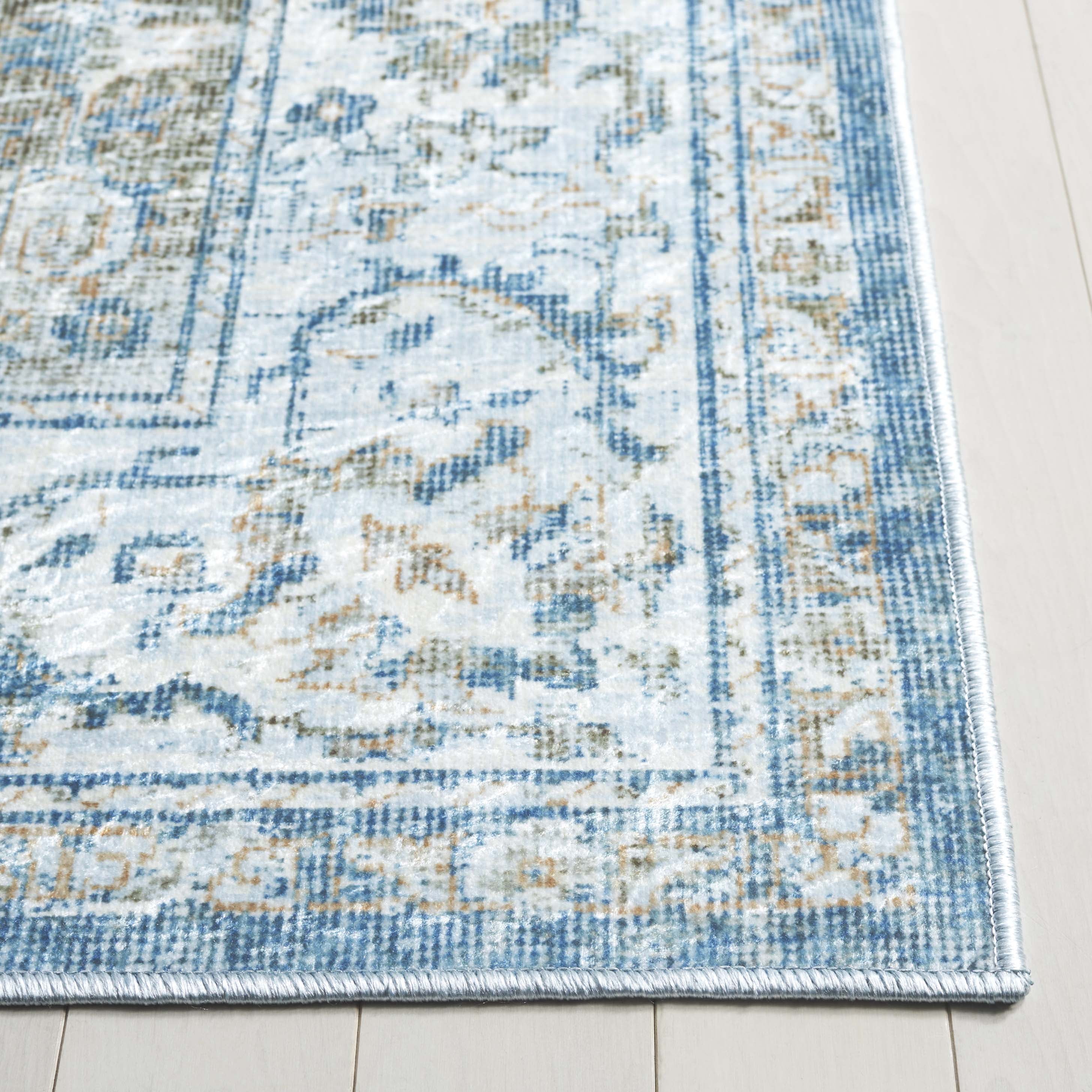 SAFAVIEH Orlando Jilliean Medallion Machine Washable Area Rug, Blue/Gold, 8' x 10'