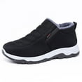 thumbnail image 4 of Men's Slip On Black Ankle Boots Arch Support Fleece Lined Snow Booties Winter Warm Non Slip Work Shoes, 4 of 6
