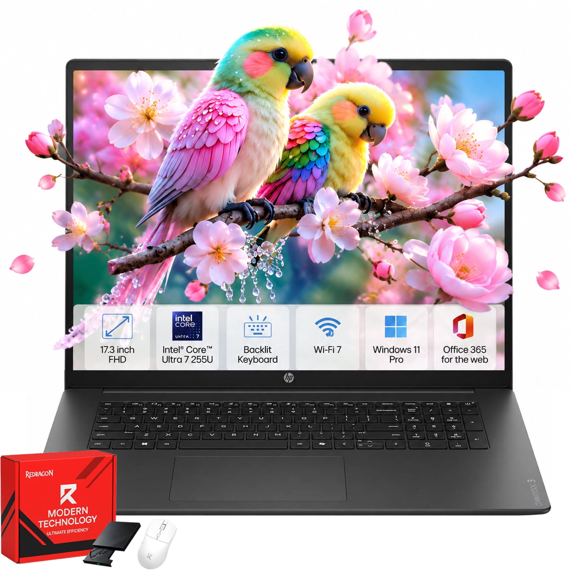 HP OmniBook 3 17.3" Full HD Laptop, Intel Core Ultra 7 255U, 16GB RAM, 512GB SSD, Backlit Keyboard, Wi-Fi 7, Copilot AI, Windows 11 Pro
