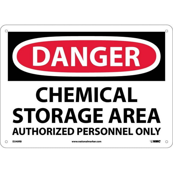NMC Signs D240Rb, Danger Chemical Storage Area Sign, 10 X 14, Rigid Plastic .050