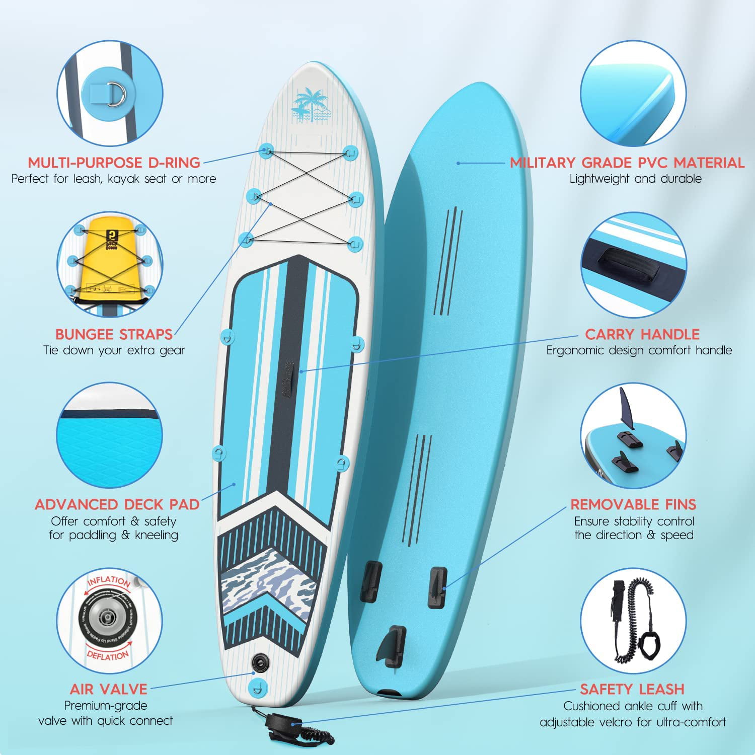 Surfboard Inflatable SUP Stand Up Paddle Board Paddlewith All Accessories 10.6ft 