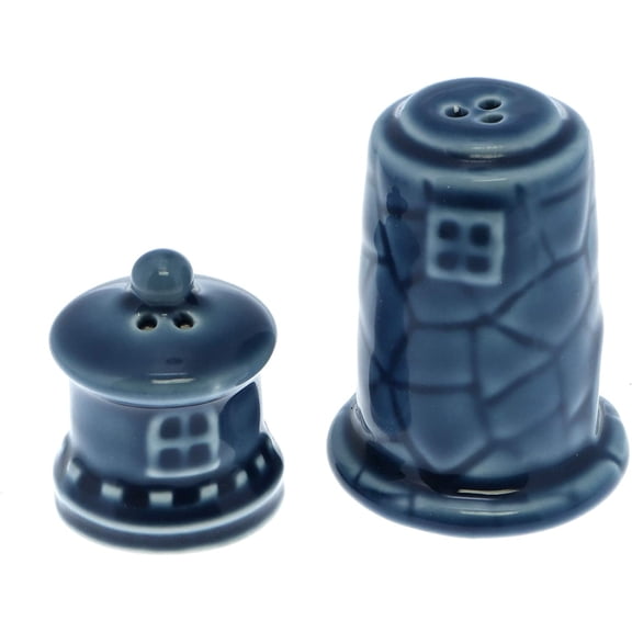 Ceramic Novelty Salt and Pepper Shaker Set - Blue Lighthouse