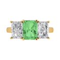thumbnail image 2 of 4.0ct emerald cut green Zircon 14k yellow gold 3 stone Bridal Wedding Engagement Promise Anniversary Ring for Women size 7.25, 2 of 7