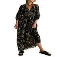 thumbnail image 1 of PENGXIANG Robe Bohème Florale pour Femmes Col en V Taille Froncée Longue Robe Fluide, 1 of 5