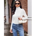 thumbnail image 4 of Ekouaer Women's Turtleneck Long Sleeve Shirts Slim Fit Thermal Underwear Tops Lightweight Tees, 4 of 7