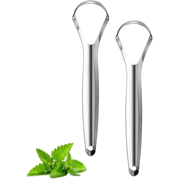 2 Pack Tongue Scraper,Stainless Steel Tongue Cleaners,Tongue Scraper for Adults, Reduce Bad Breath and Fresh Breath(Silver)