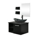 thumbnail image 2 of FULLWATT 28 Inch Wall Mounted Bathroom Vanity and Tempered Glass Sink Combo with Mirror and ORB 1.5GPM Water Saving Faucet and Pop Up Drain Set Modern Toilet Floating Vanity with Countertop Sink, 2 of 11