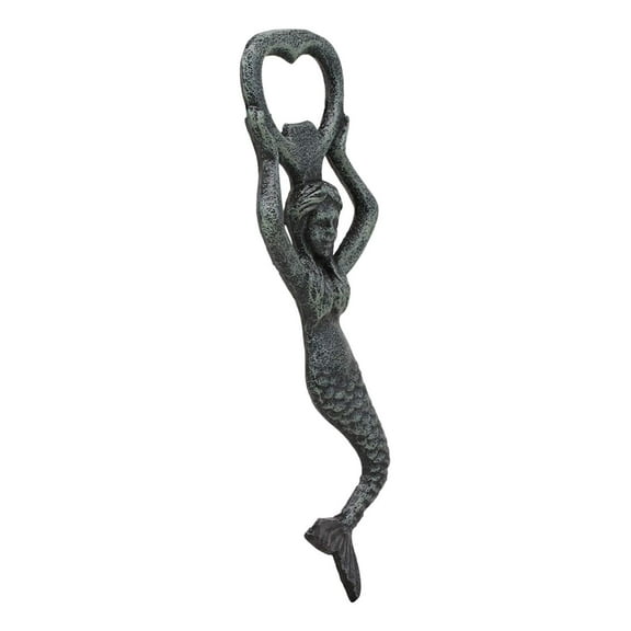 Rustic Vintage Verdigris Cast Iron Nautical Siren Mermaid Beer Bottle Opener