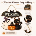 thumbnail image 7 of Halloween Decorations, Wooden Door Sign for Front Door with Black Cat, Ghost, Pumpkin & Bat, 7 of 7