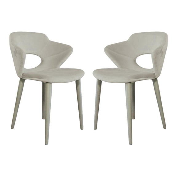 Casabianca Home Marilyn Set of 2 Velvet Fabric Dining Chairs - Gray