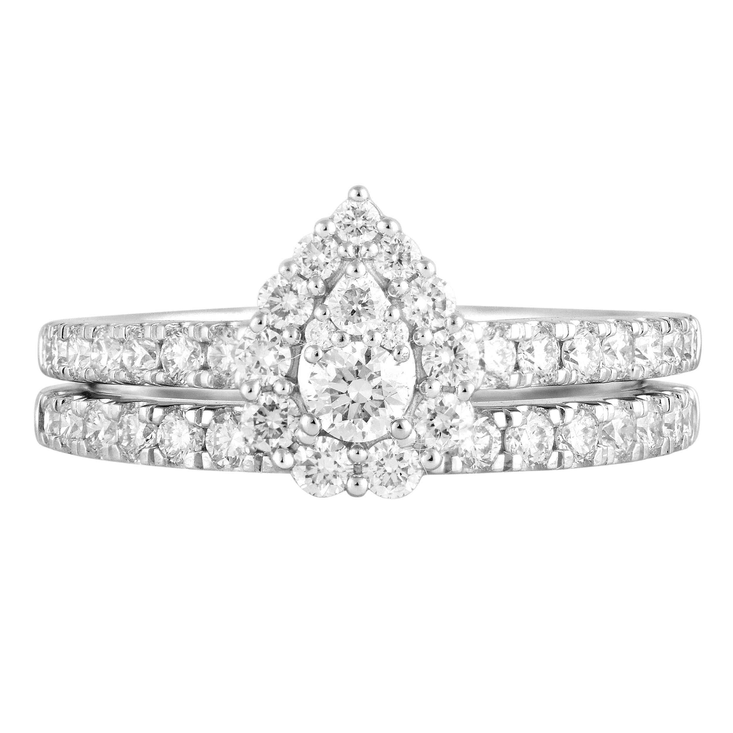 Unique Moments 1 Ct Round Cut Lab Grown Diamond Wedding Bridal Set in 10K White Gold for Women (J, SI-I1)