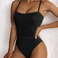 thumbnail image 2 of Womens One-Piece Swimsuits Solid Color Summer Large Beach Bikini Fashion Sexy Swimsuit Swimwears Holiday Wear,Black,L, 2 of 9