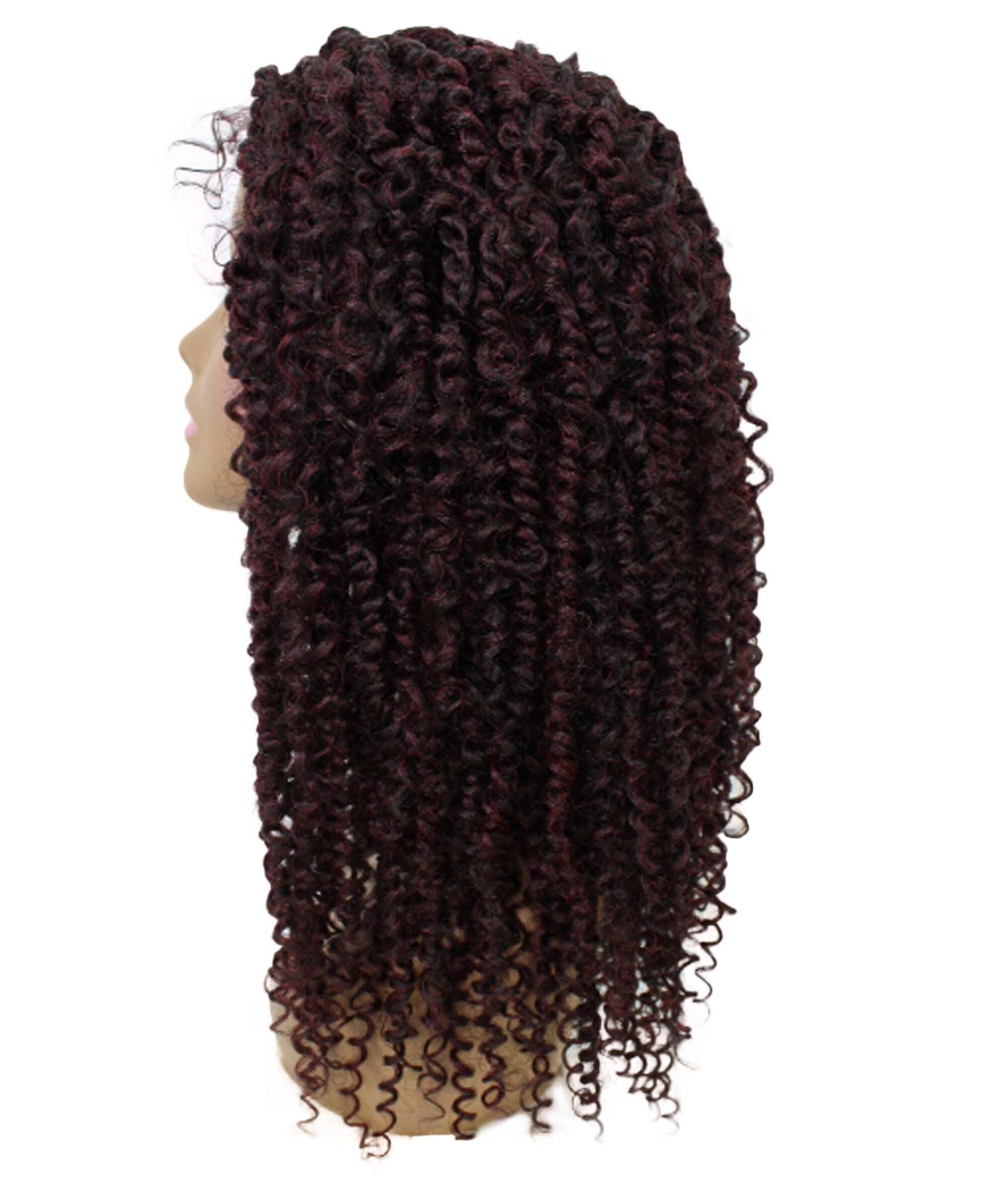 LUXLUXE Tierra Curly 19 in Long 4x4 Hand Tied Lace Braid Braided Wig, Beauty Heat Resistant Fiber, 20+ Shades of Natural, Dip Dyed, & Blended Colors