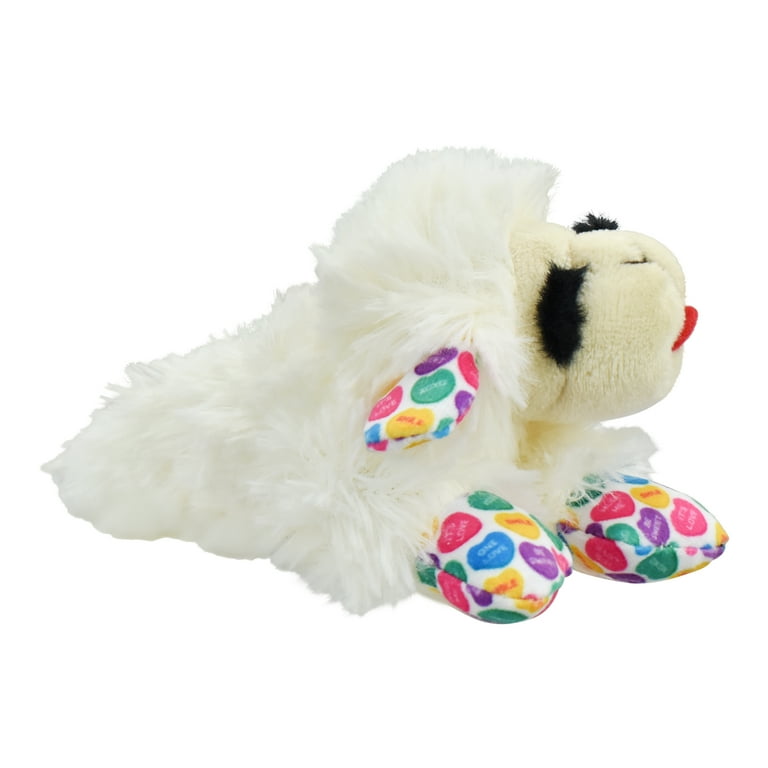 Multipet Valentine's Day Plush Lamb Chop Small Dog Toy with Hearts