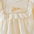 thumbnail image 6 of Odeerbi Toddler Girls Cotton Dress Princess Dress Little Fragrant Style Spliced Lace Bow Puff Sleeve Long Sleeve Round Neck Dress White, 6 of 6