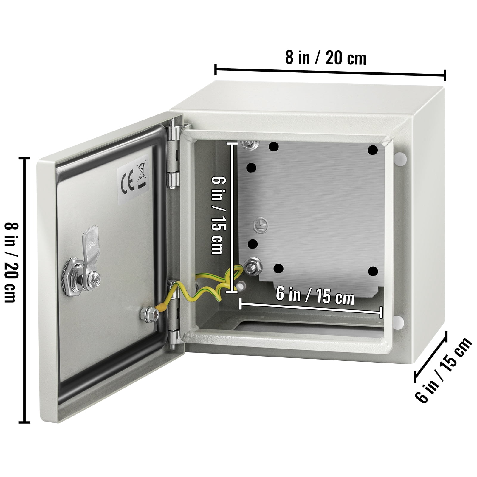 SKYSHALO Steel Electrical Box 8” x 8”x 6” Electrical Enclosure Box, Carbon Steel Hinged Junction Box, IP65 Weatherproof Metal Box, Wall-Mounted Electronic Equipment Enclosure Box with Mounting Plate
