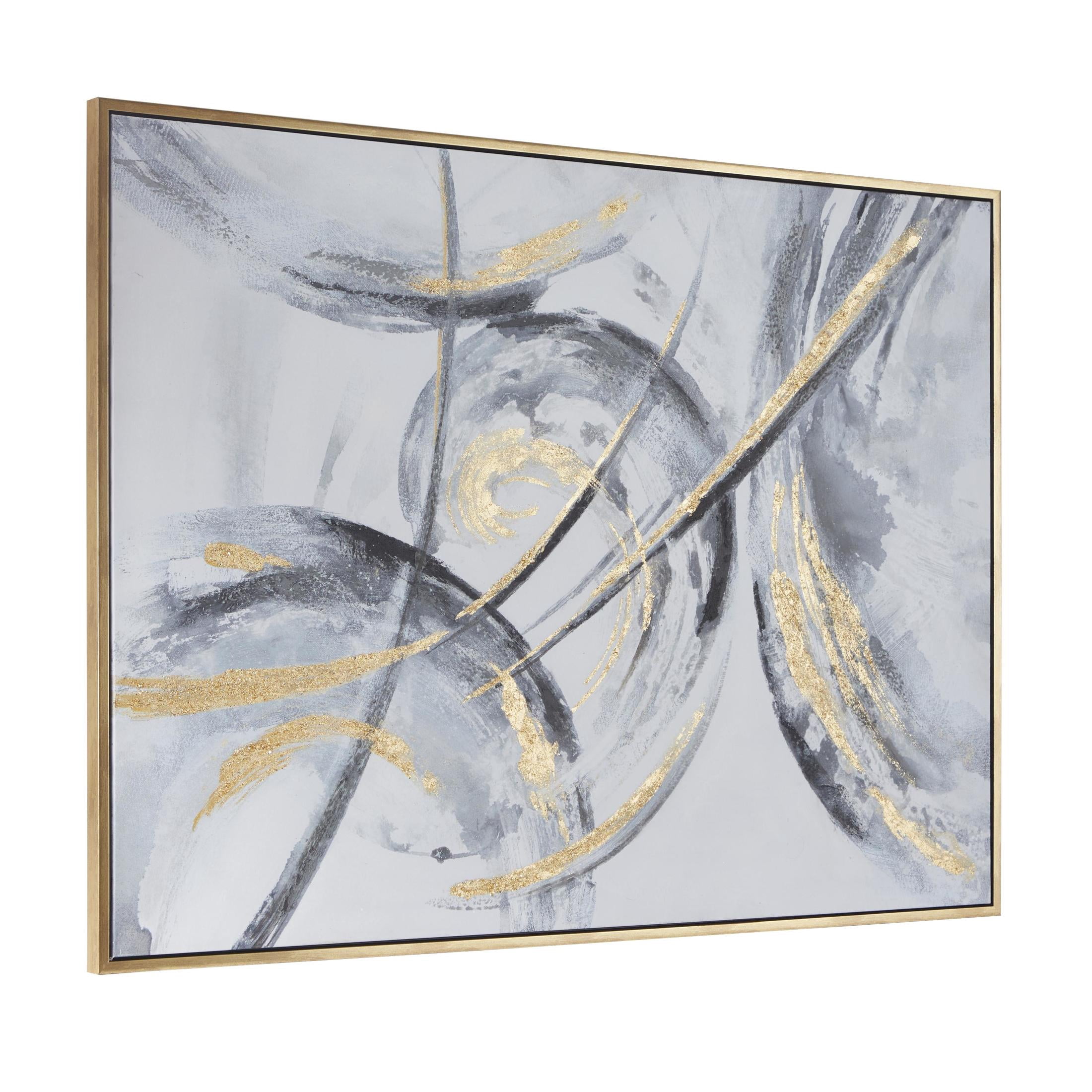 66" x 48" Abstract Framed Wall Art with Gold Frame, by DecMode
