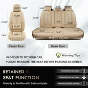 Coverado Beige Car Seat Covers Full Set, Waterproof Premium Leather Front and Back Seat Protectors, Luxury Auto Interior Accessories, Universal Fit Most Cars Sedan SUVs Pick-up Trucks
