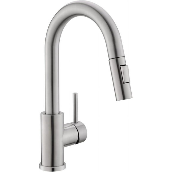 Modern Bar Sink Faucet for Kitchen Sink Single Handle with Pull Out Sprayer Hot and Cold Brushed Nickel