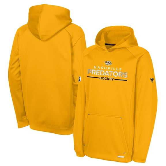 Youth Fanatics Gold Nashville Predators Authentic Pro Rink Raglan Hoodie