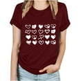 thumbnail image 3 of WREESH Cute Summer Letter Print T-Shirts Women's Short Sleeve Fashion Tops with Round Neck Wine, 3 of 5