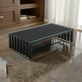 thumbnail image 6 of Benjara Namo 55" Coffee Table- Tempered Glass Top- Slatted Black Metal Frame, 6 of 6