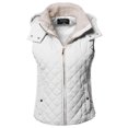 thumbnail image 1 of FashionOutfit Women's Solid Full Zip Up Closure Faux Shearing Lined Quilted Padding Hoodie Vest, 1 of 5