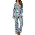 thumbnail image 6 of Hueook Womens Pajamas Winter Pajamas for Women Women's Christmas Printed Pajama Set for Daily Home Wear with Pocket Multicolor L, 6 of 8