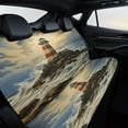 thumbnail image 4 of Lighthouse Sunrise Coast Scenery Pale Blue Tan Car Accessories Bench Seat Covers for Cars Print Car Seat Protector Cover for Rear Universal Fit, 4 of 6
