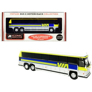  1959 GM PD4104 Motorcoach Bus S. Paulo - Rio Viacao Cometa S.A.  (Brazil) Silver and Cream with Blue Stripes Vintage Bus & Motorcoach  Collection 1/87 (HO) Diecast Model by Iconic R 