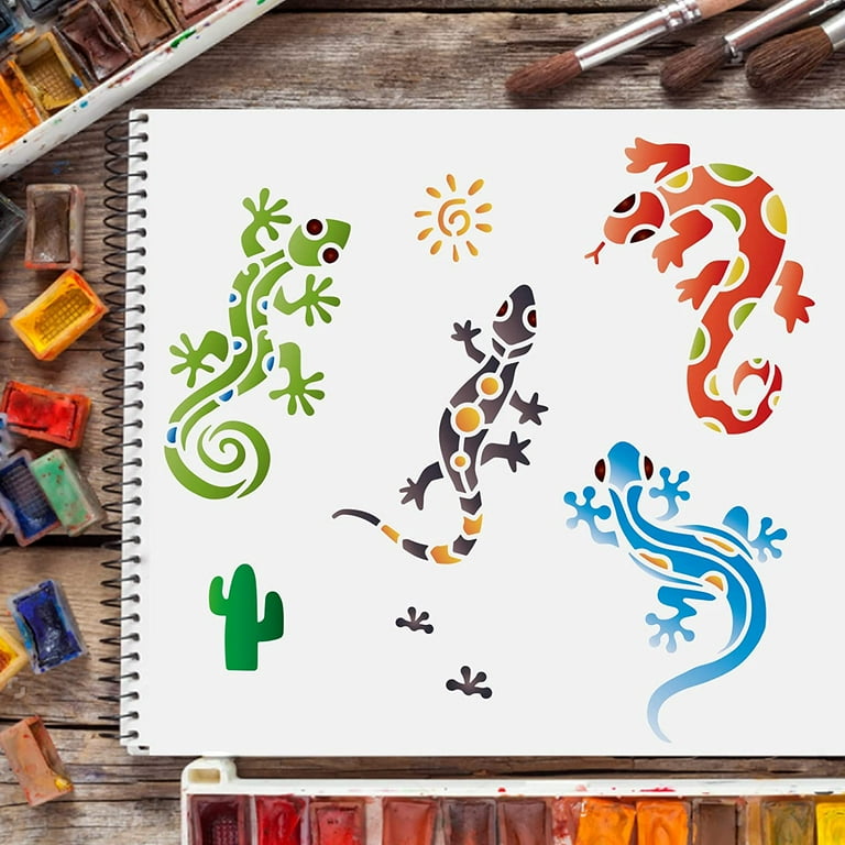 画材 Lizardrite Genuine Amazon.com : FINGERINSPIRE Lizards Stencil 11.7x8.3 inch