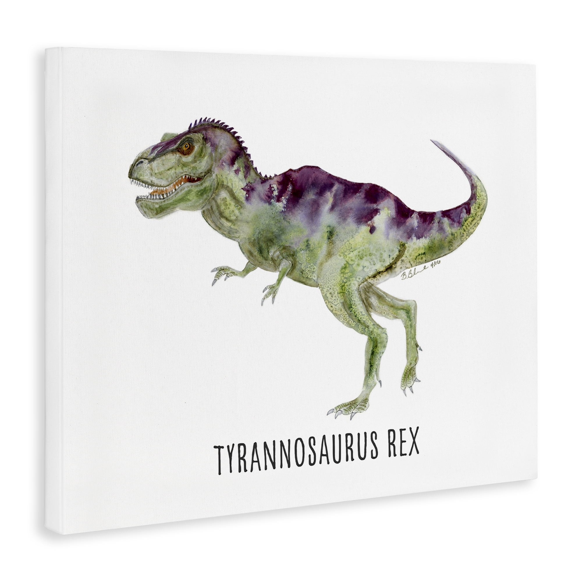 Stupell Industries Tyrannosaurus Rex Dinosaur Learning Animals Painting Wrapped Canvas Art Print Wall Art, 30 x 24
