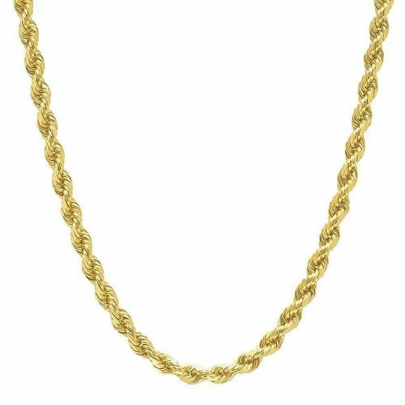 Bling Trax 14K Gold Filled Cadena de Oro Rope Chain Necklace, Men & Women, Gold Rope Chain for Men 2.1mm/2.7mm/3.8mm