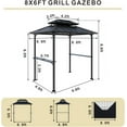 thumbnail image 2 of SOLUMIA 8'x6' Grill Gazebo with Double Roof, Aluminum Frame, Side Shelves, Galvanized Steel, for Patio, Backyard, Black, 2 of 8