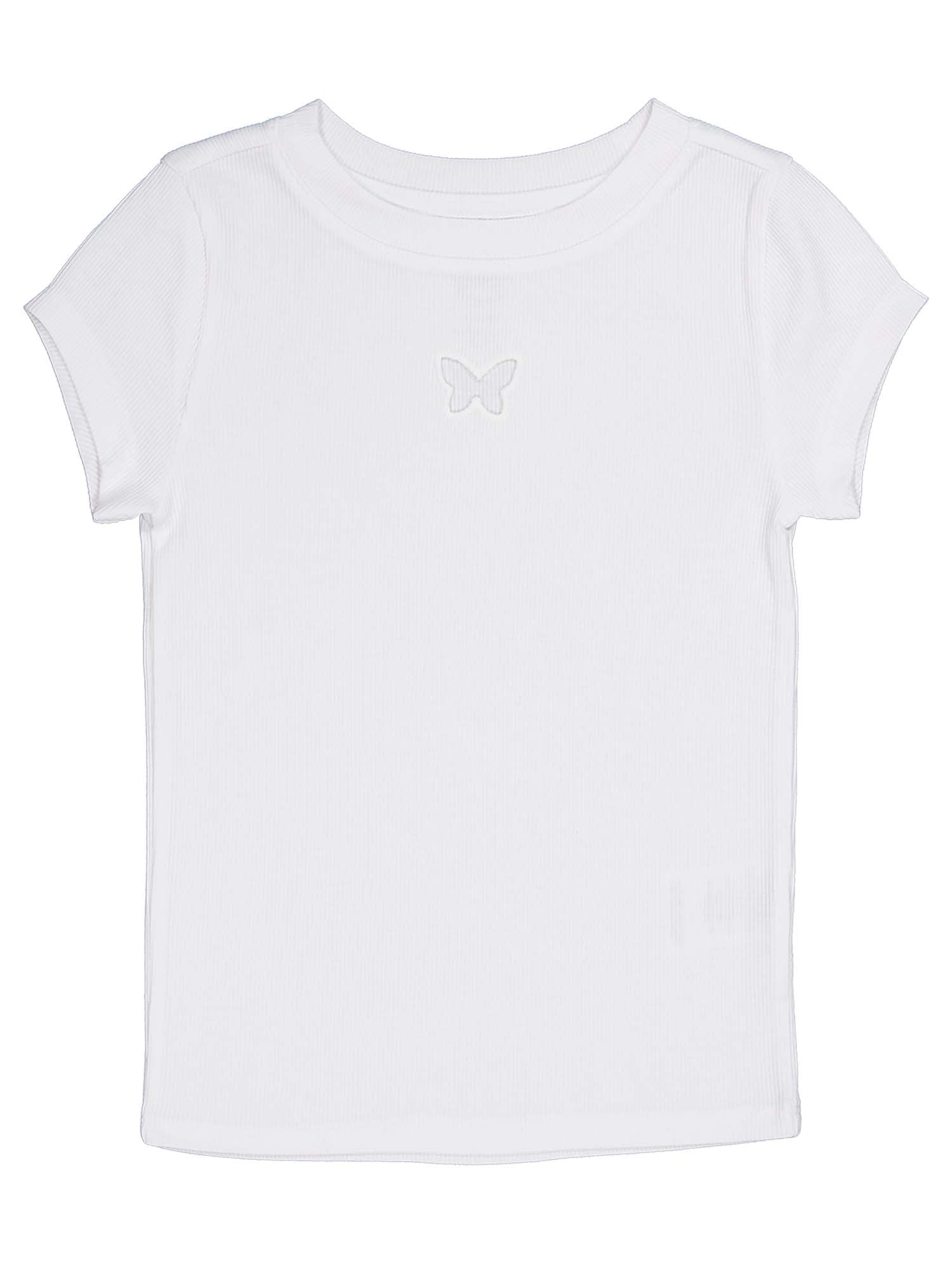 Wonder Nation Girls Short Sleeve Rib Tee, Sizes 4-18 & Plus
