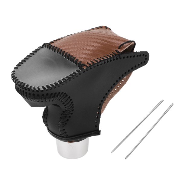 Cubierta de pomo de cambio Unique Bargains para Dodge Durango 2016-2023, antideslizante, fibra de carbono marrón, protector de mango de cambio negro de cuero sintético, 1 pc